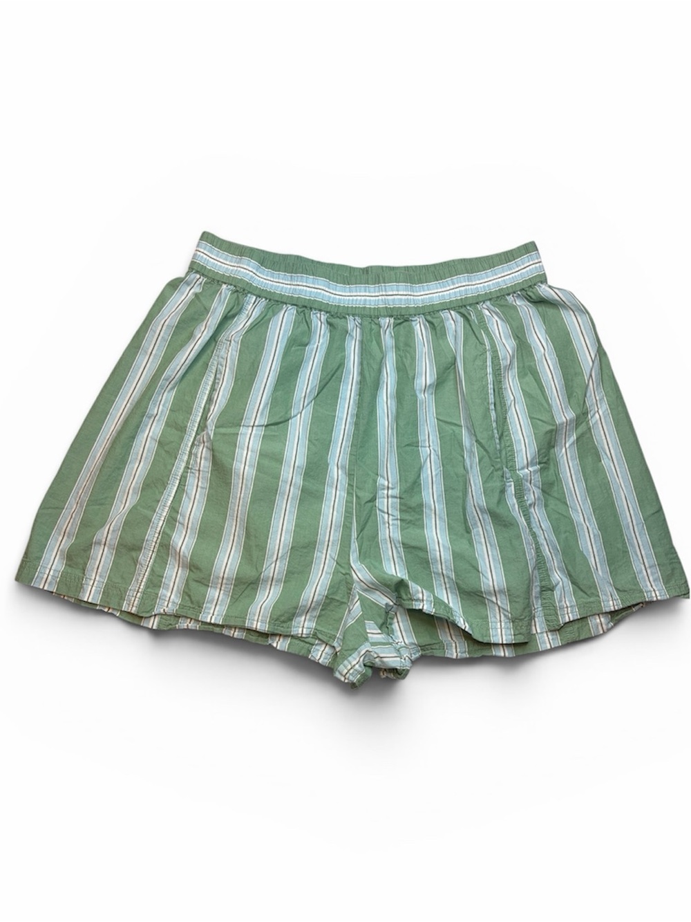 Free People Get Free Striped Pull-On Boxer Shorts Green XL